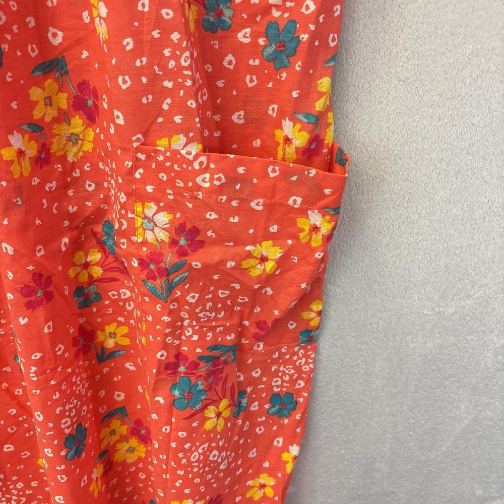 Only Necessities House Dress Womens 6X Orange Floral Sleeveless Pockets Muu Muu - Picture 6 of 11